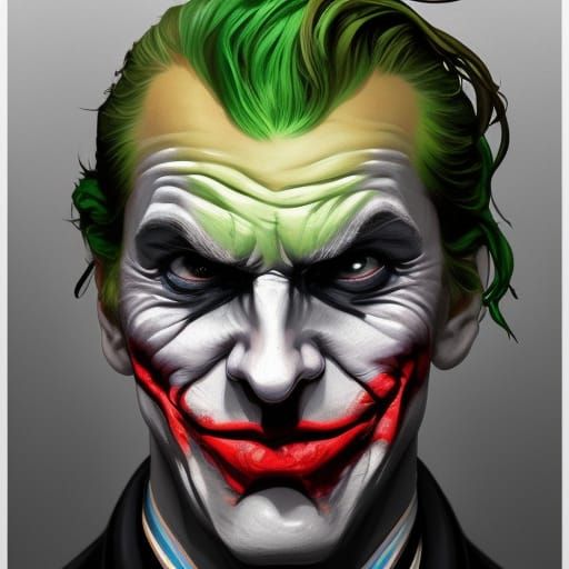 Surreal Joker Portrait in Synthwave Style