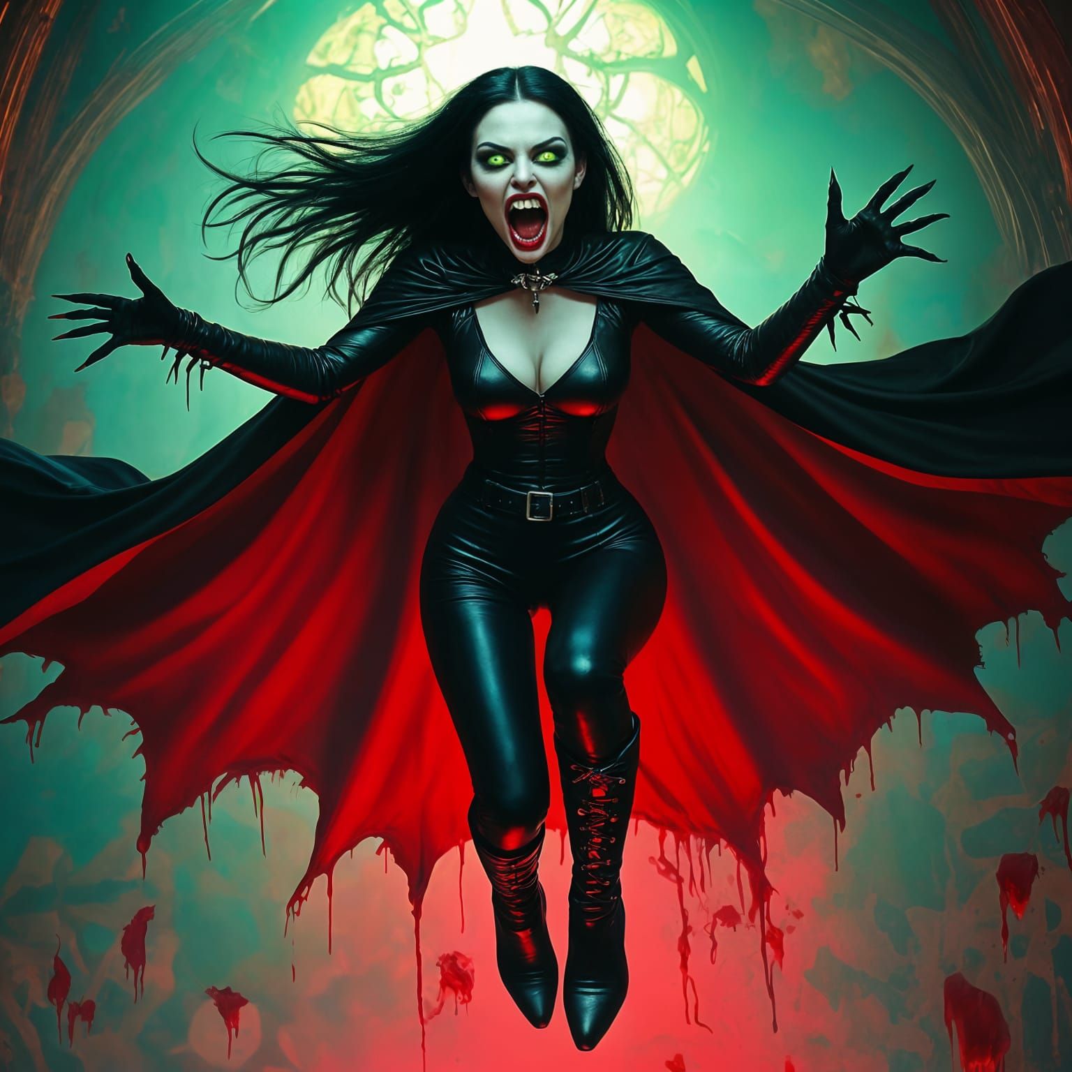 Dark-Haired Vampire Queen Screaming a Warning