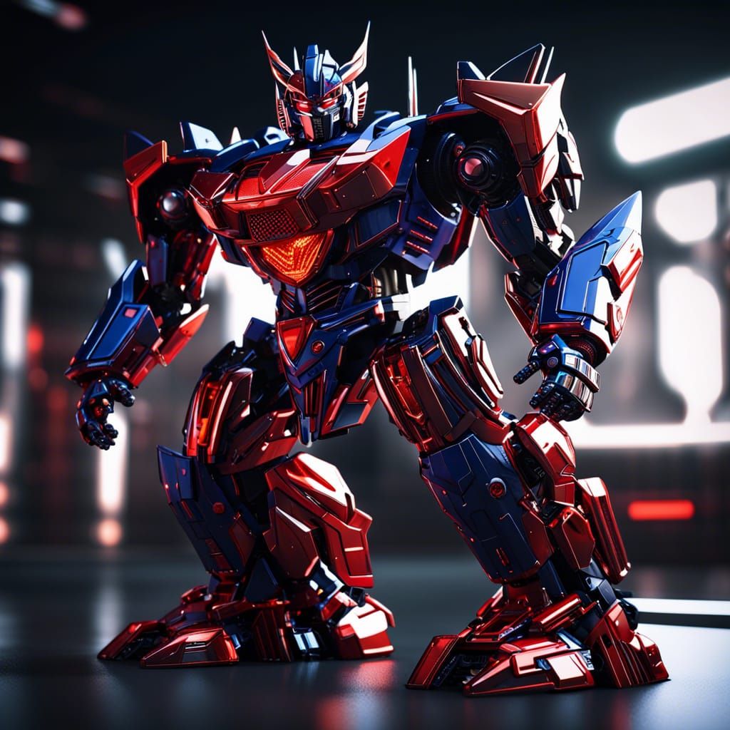 Black and Red Optimus Prime in Dragon Ball Z Style