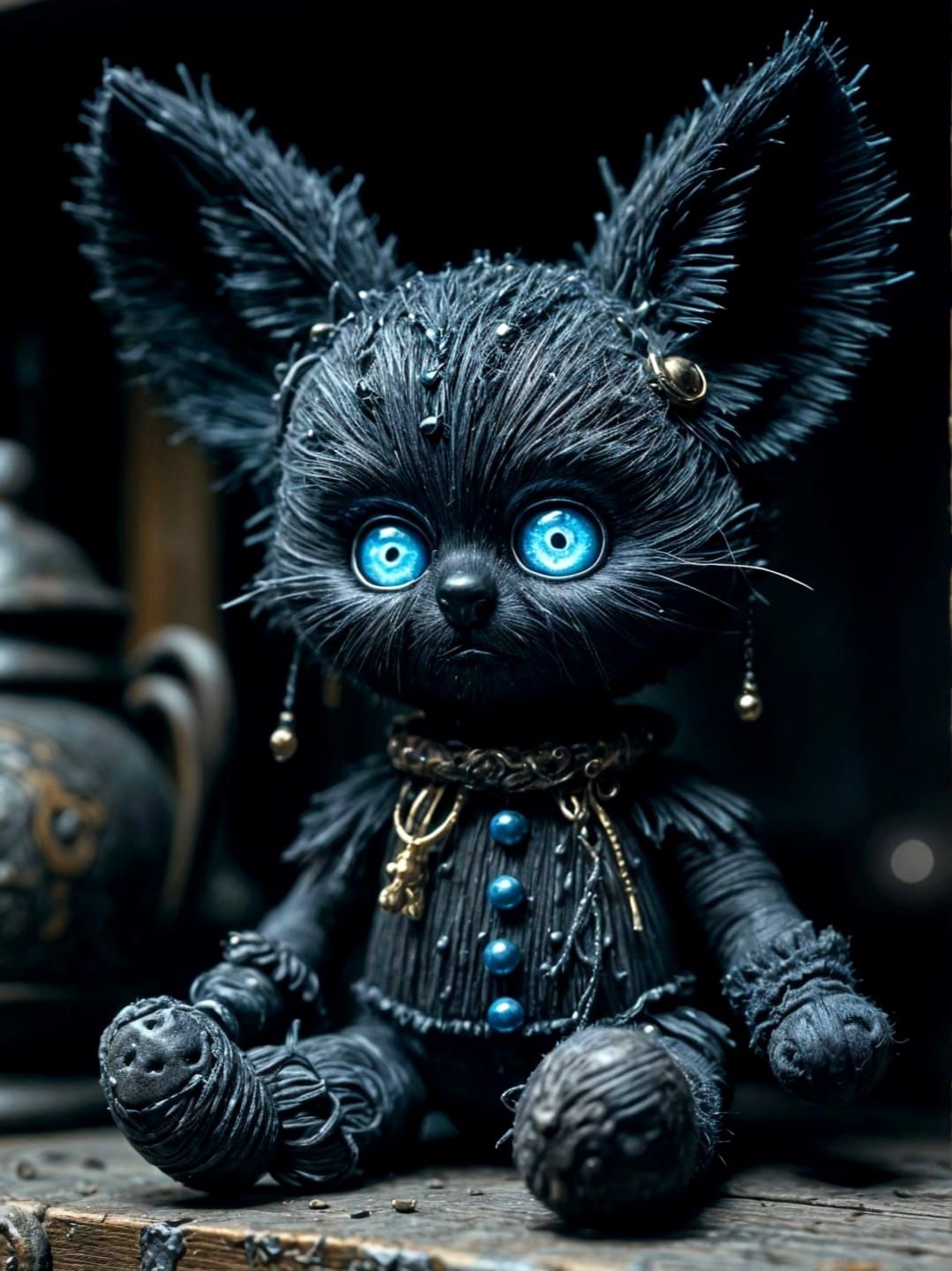 Mysterious Black Cat Voodoo Doll of Protection