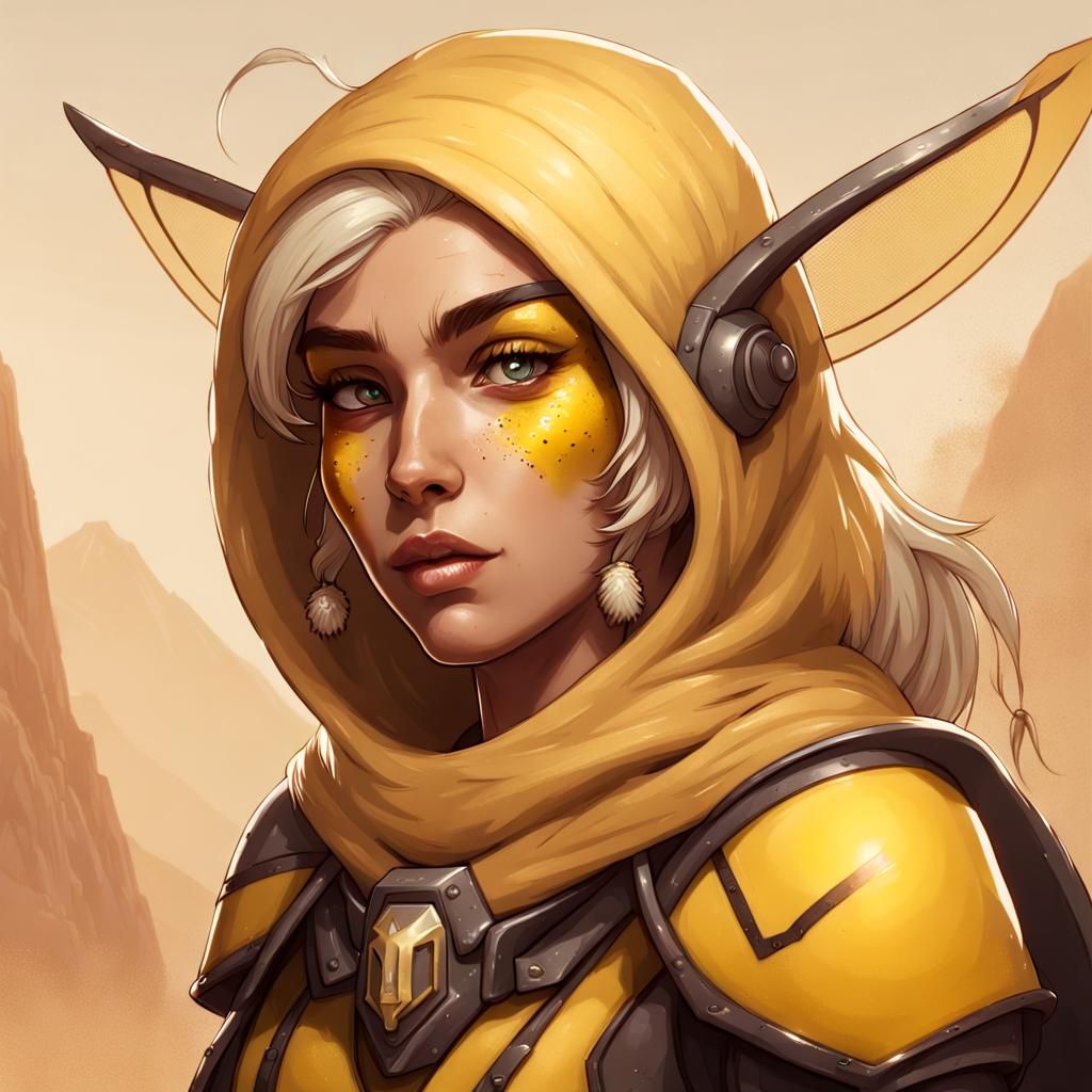Dusty Elf in Bumblebee Suit: Fantasy Portrait