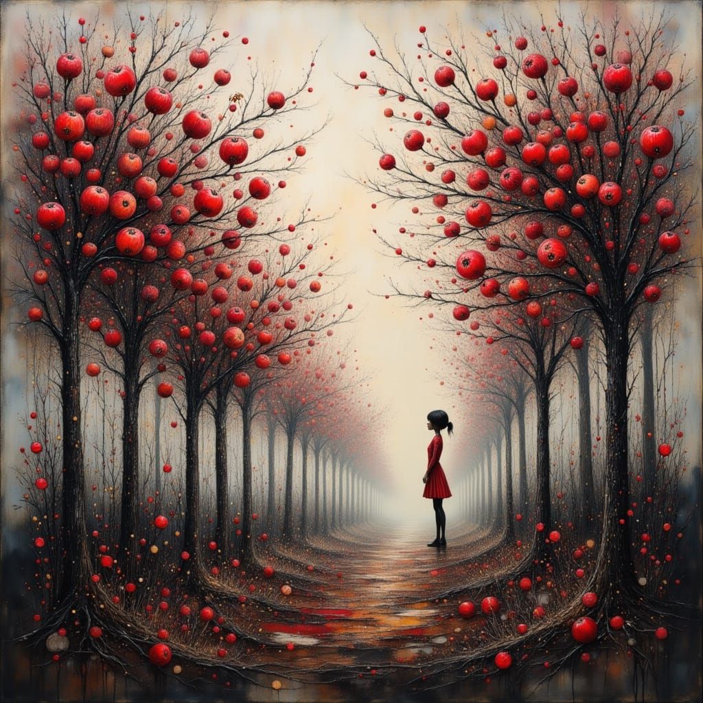 Fantasy Orchard of Burning Apple Trees