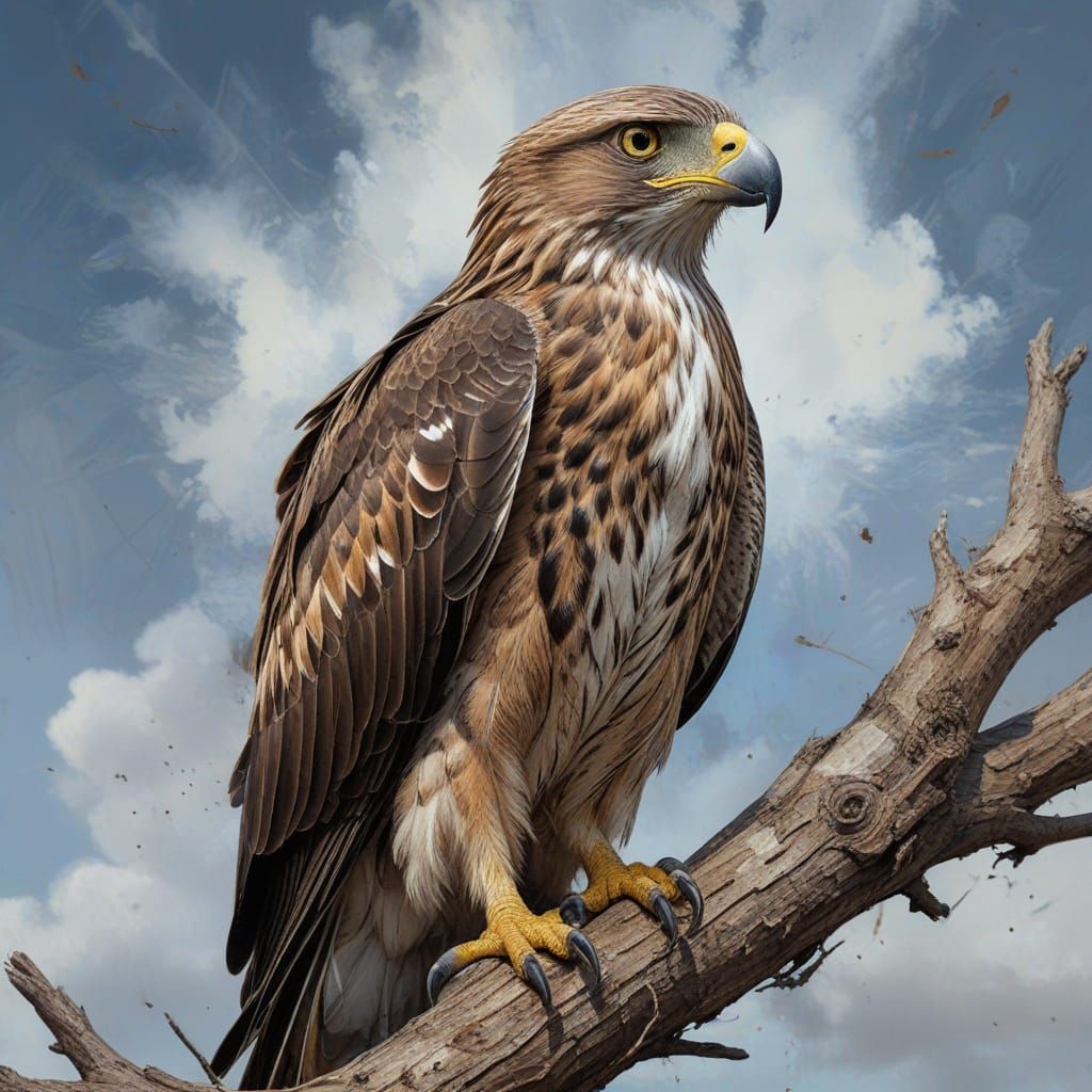 Ornate Snake Eagle Impasto Oil Painting Portrait