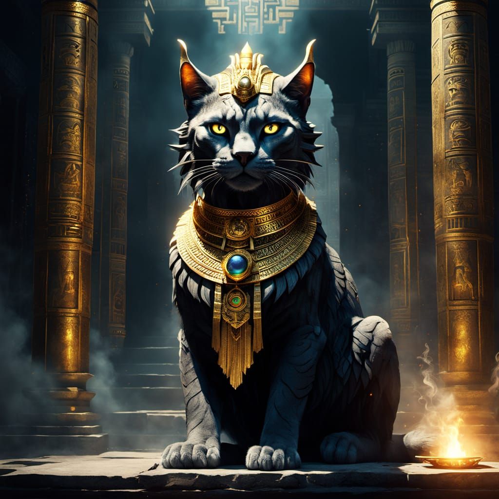 Cinematic Dark Fantasy

a majestic feline-headed deity in a ...