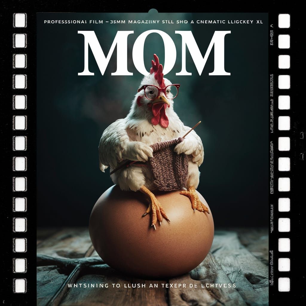 Dramatic Magazine Cover: Envious Chicken Knitting