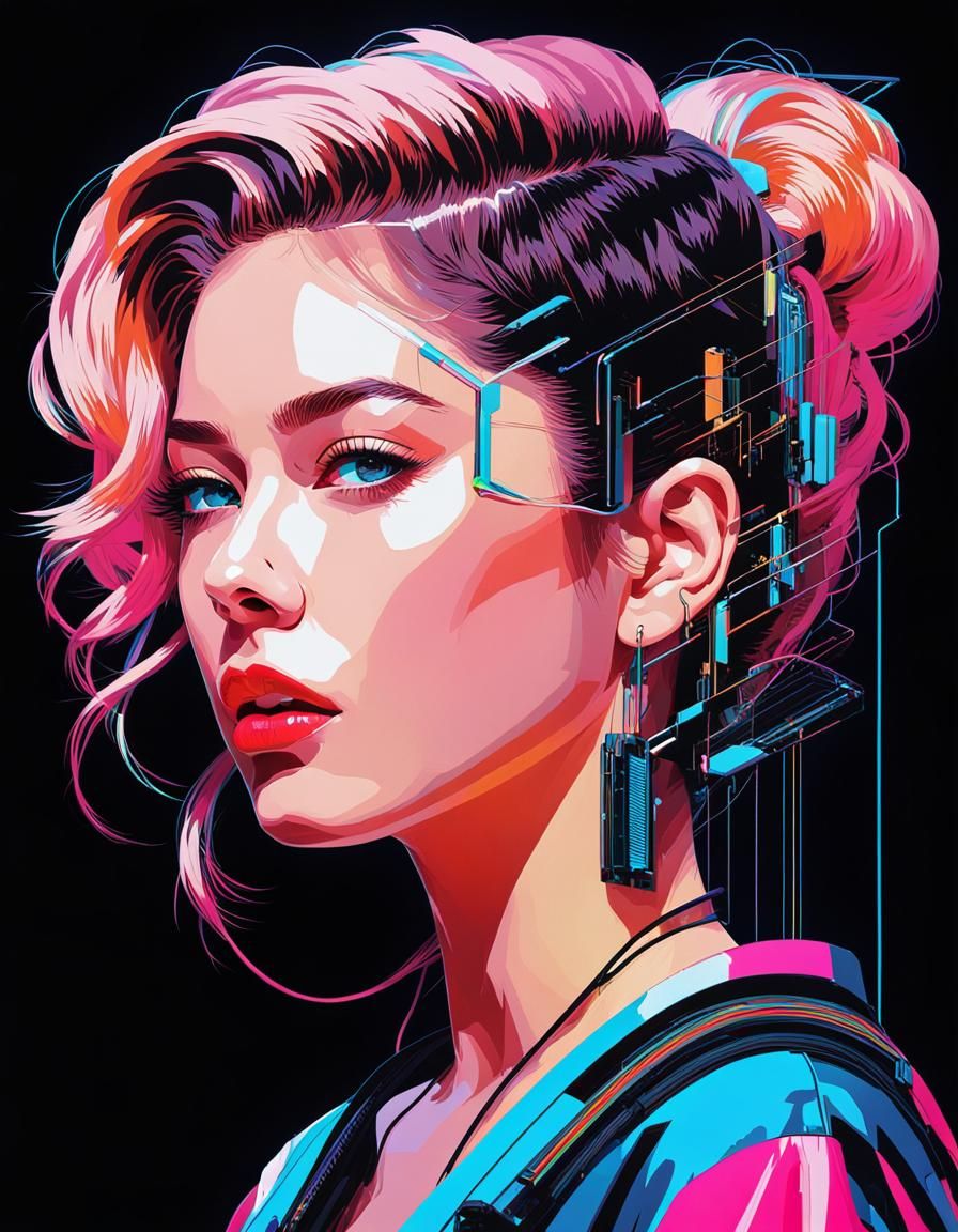 Glitch Art Portrait of a Young Woman