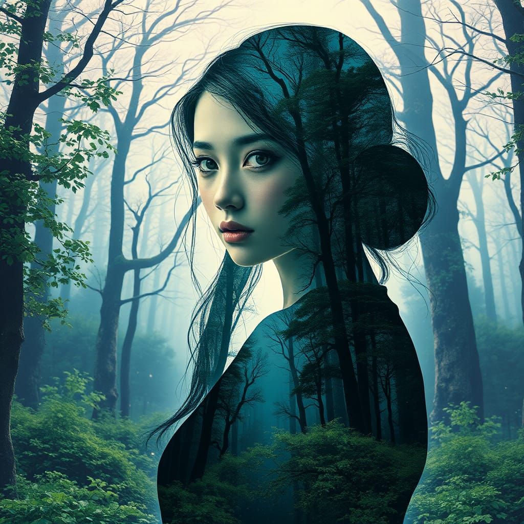 Enchanted Forest Double Exposure Portrait