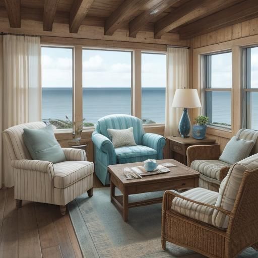 Cozy Coastal Cottage Bedroom in Golden Light