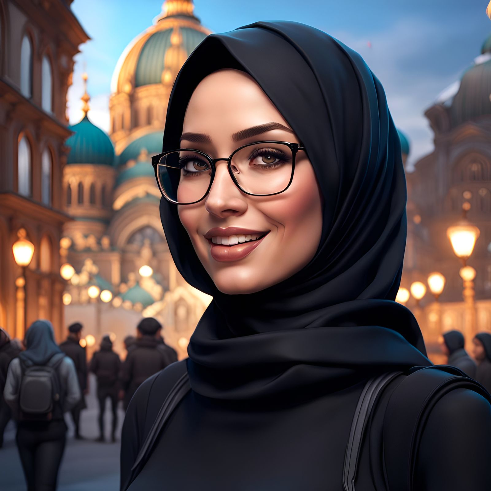 German Hijabi Student Portrait in Cityscape