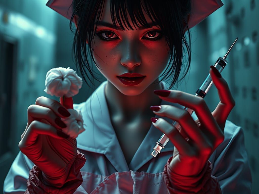 Japanese Vampire Nurse in Cinematic Style