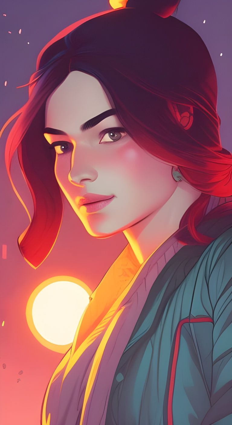 Woman in City Moonlight: Illustration Concept Art