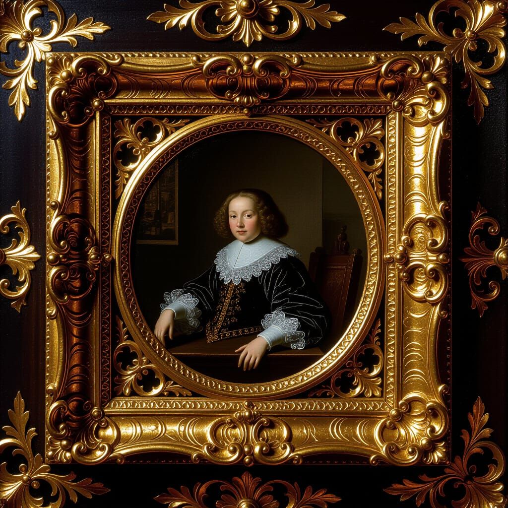 Ornate 17th Century Art Cabinet Painting