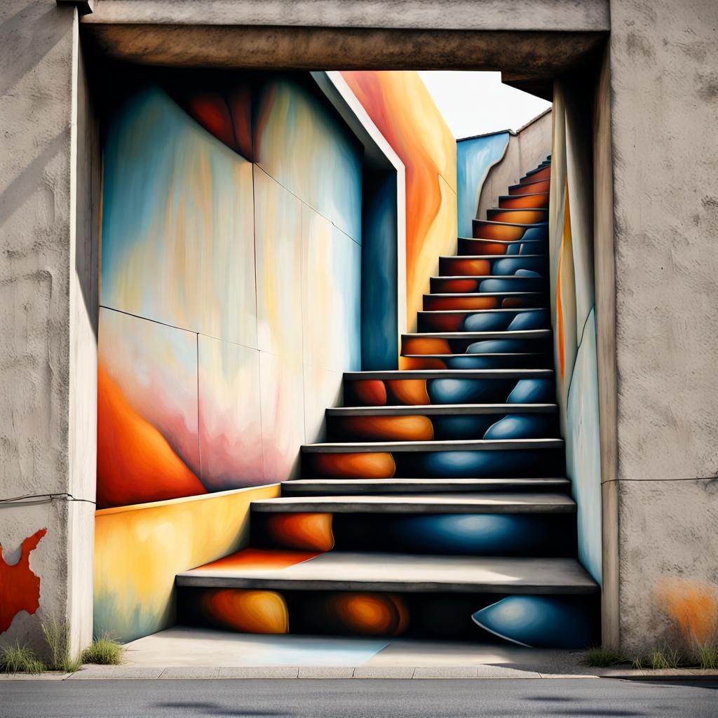 Hyperrealistic Trompe L'Oeil Staircase Illusion