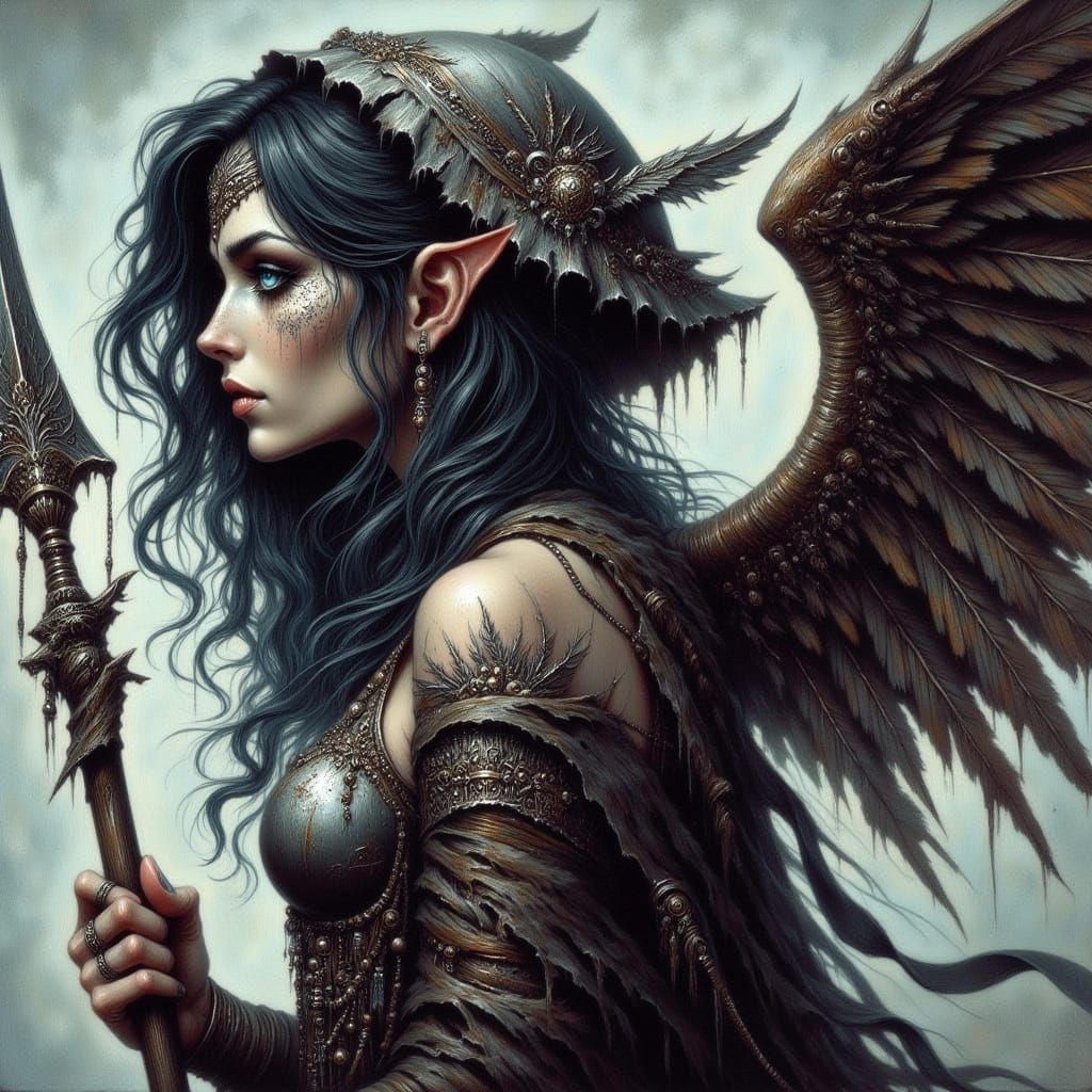Battle-Hardened Valkyrie in Dark Fantasy Armor