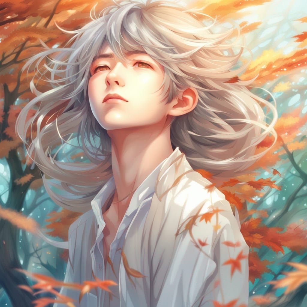 Anime Boy in Forest with Natural Lighting