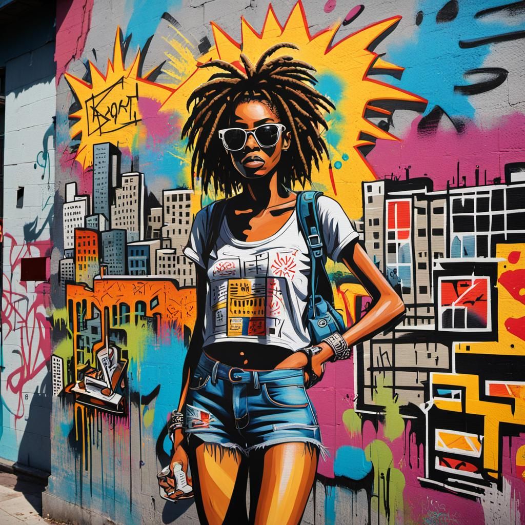 Girl with Receipt in Graffiti Art Style