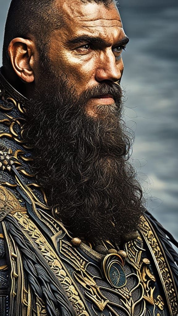 Detailed Portrait of Anguished Viking King