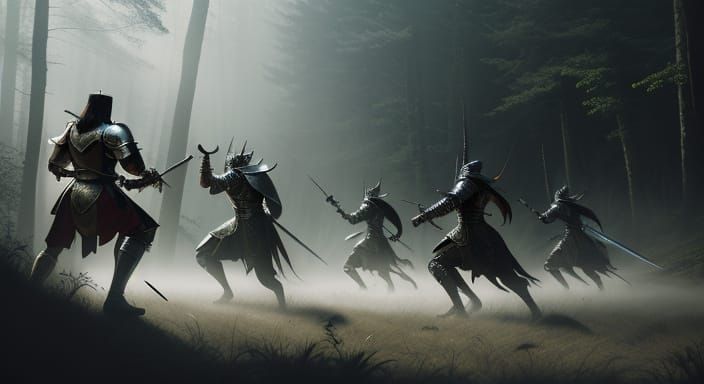 Cosplay Knights in Dramatic Forest Sword Fight