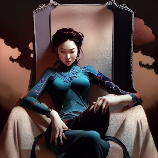 Smiling Villain on Throne: Hyperdetailed Concept Art