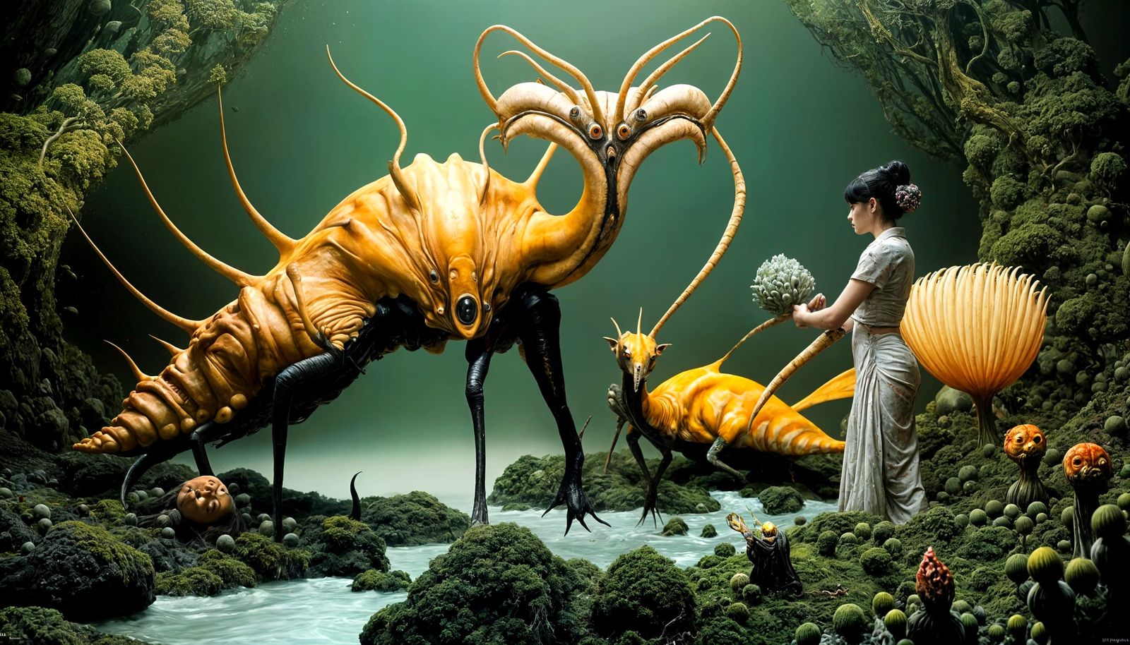 Abstract Alien Portrait in Bizarre Landscape