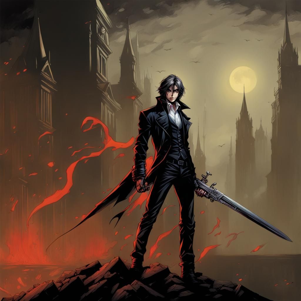 Dark Vampire Knight in Comic Book Art
