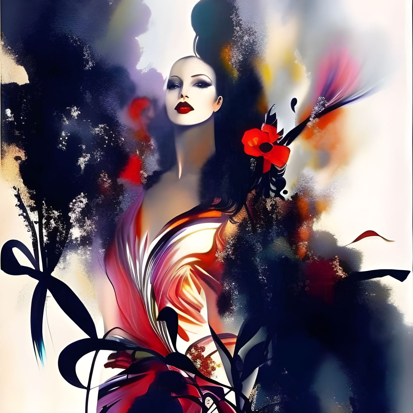 High Fashion Model in Surreal Flower Portrait