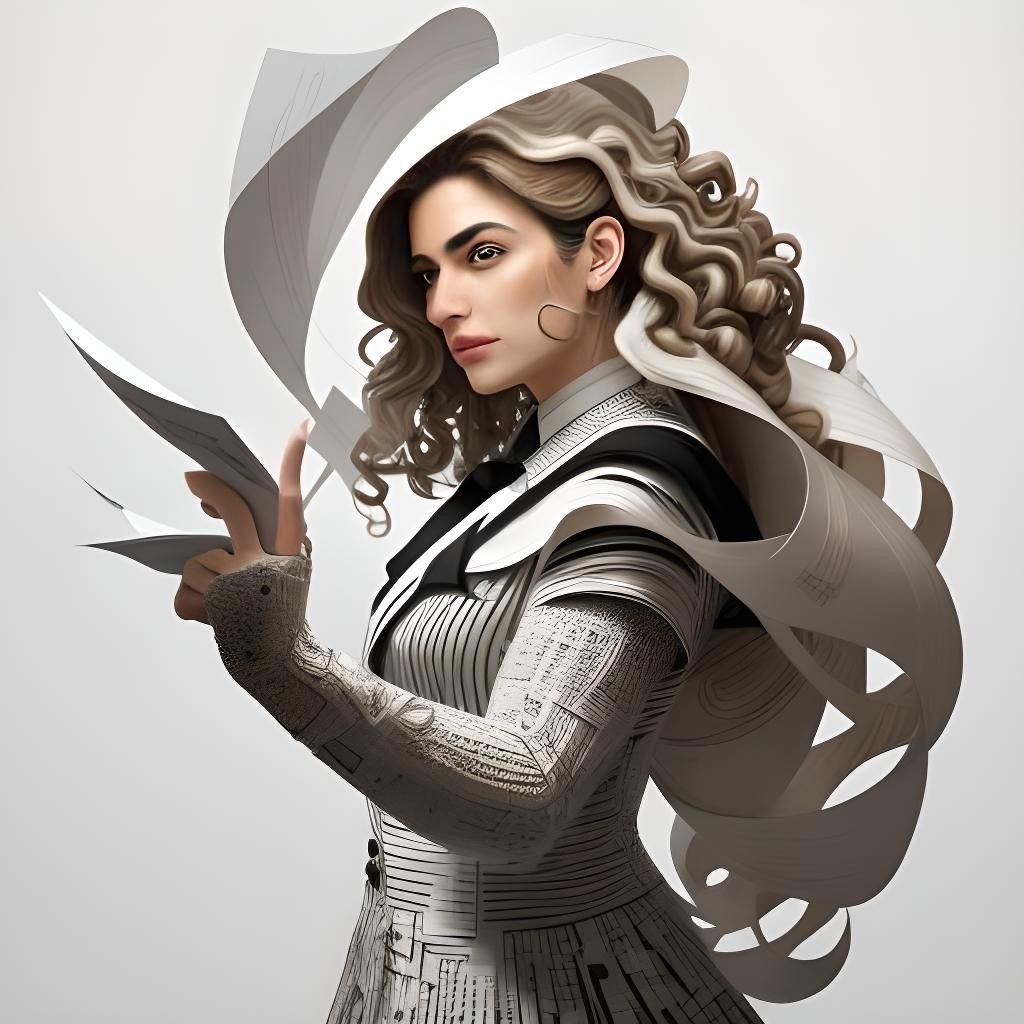 Abstract Portrait Constructed from Layered Paper in Cubist S...