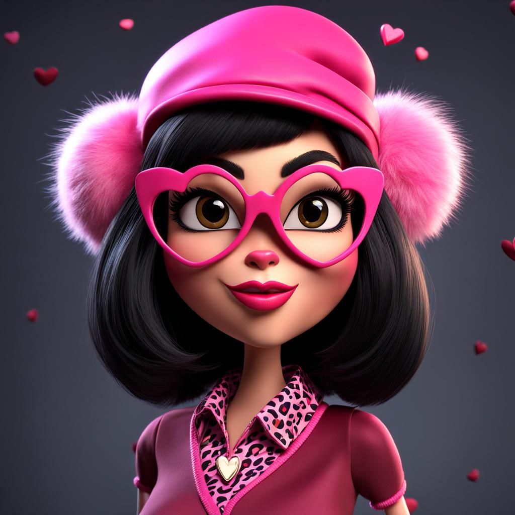Grinchy Female Character with Valentine Heart, 3D Render