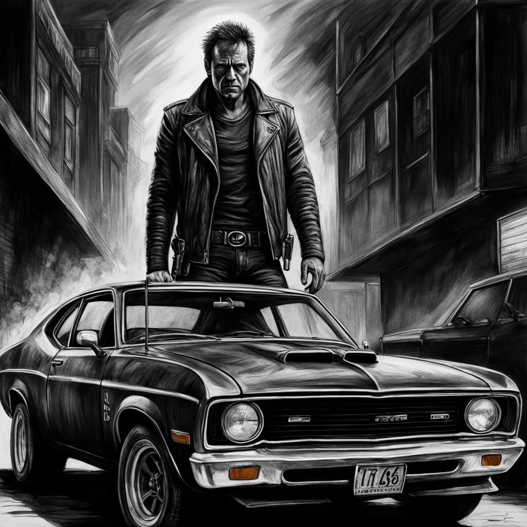 Mad Max and 1973 Ford Falcon in Film Noir