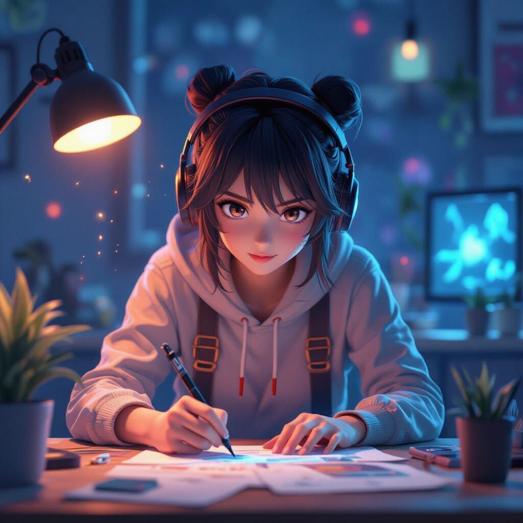 Animator Creating Anime 3D Art