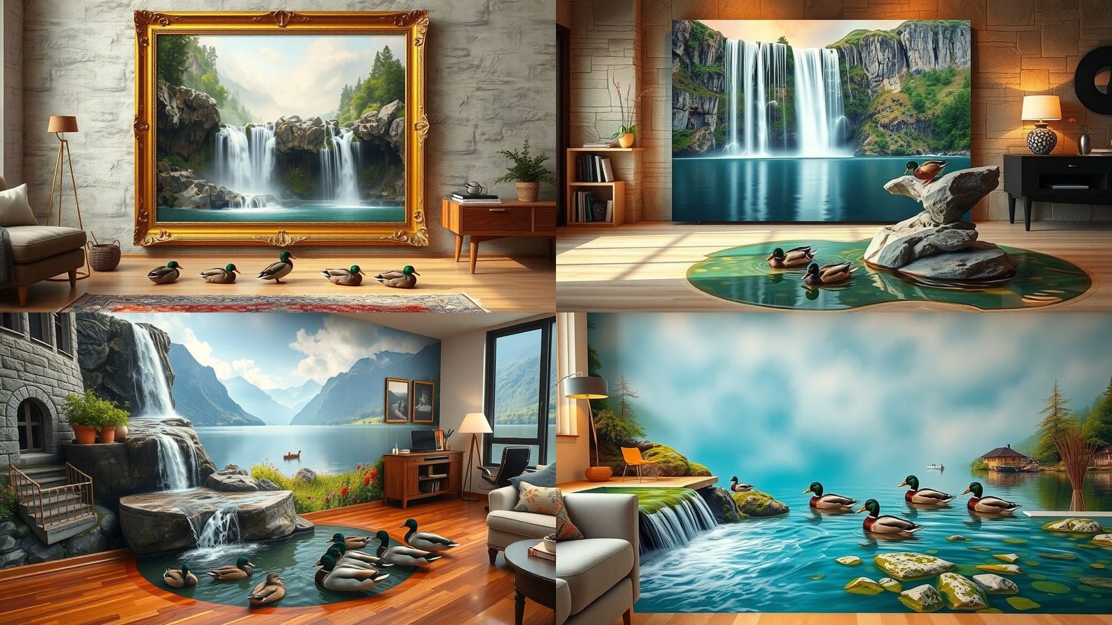 Surreal Waterfall Painting Flows Into Living Room