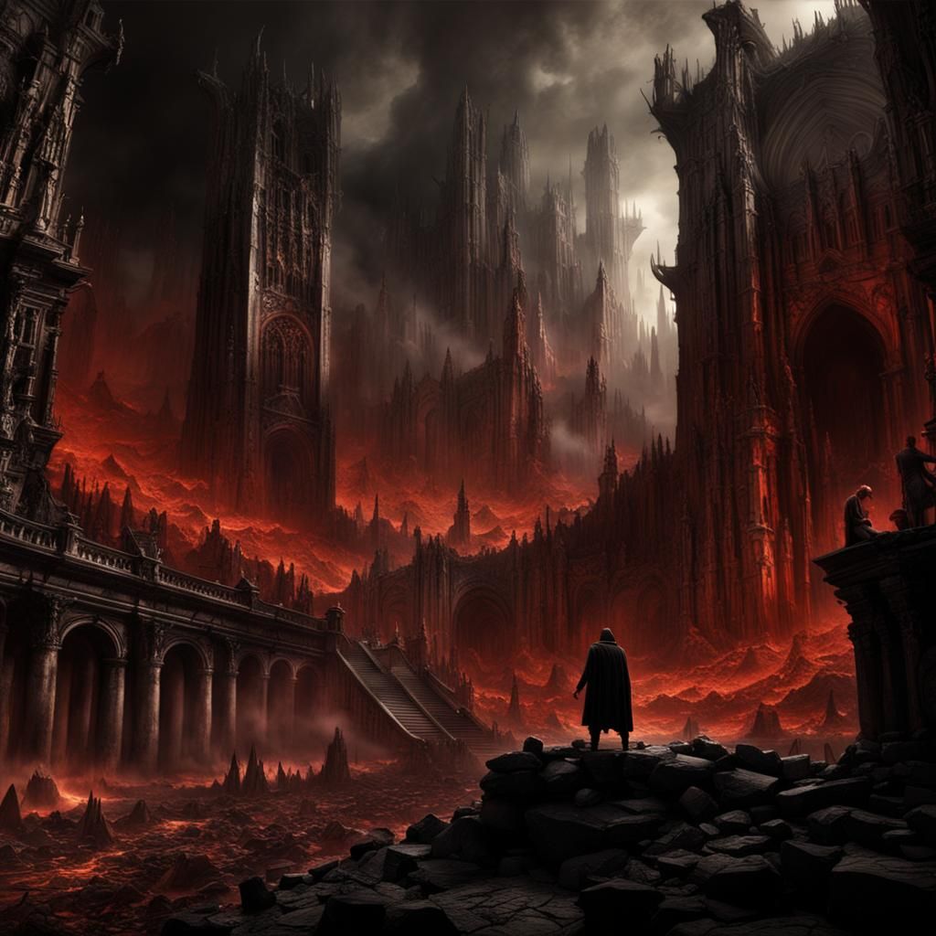 Dramatic Digital Painting of Dante's Inferno