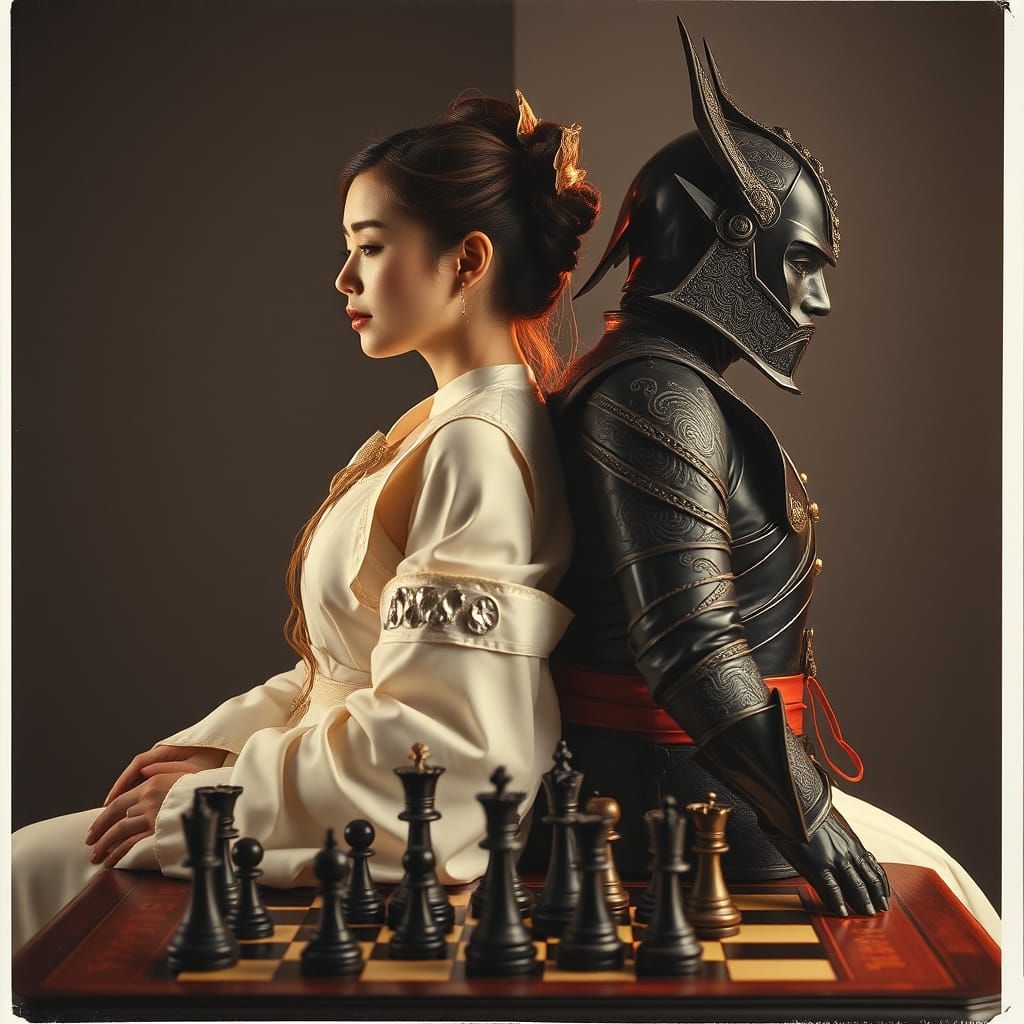 Retro-Futuristic Portrait in Dramatic Chiaroscuro Lighting