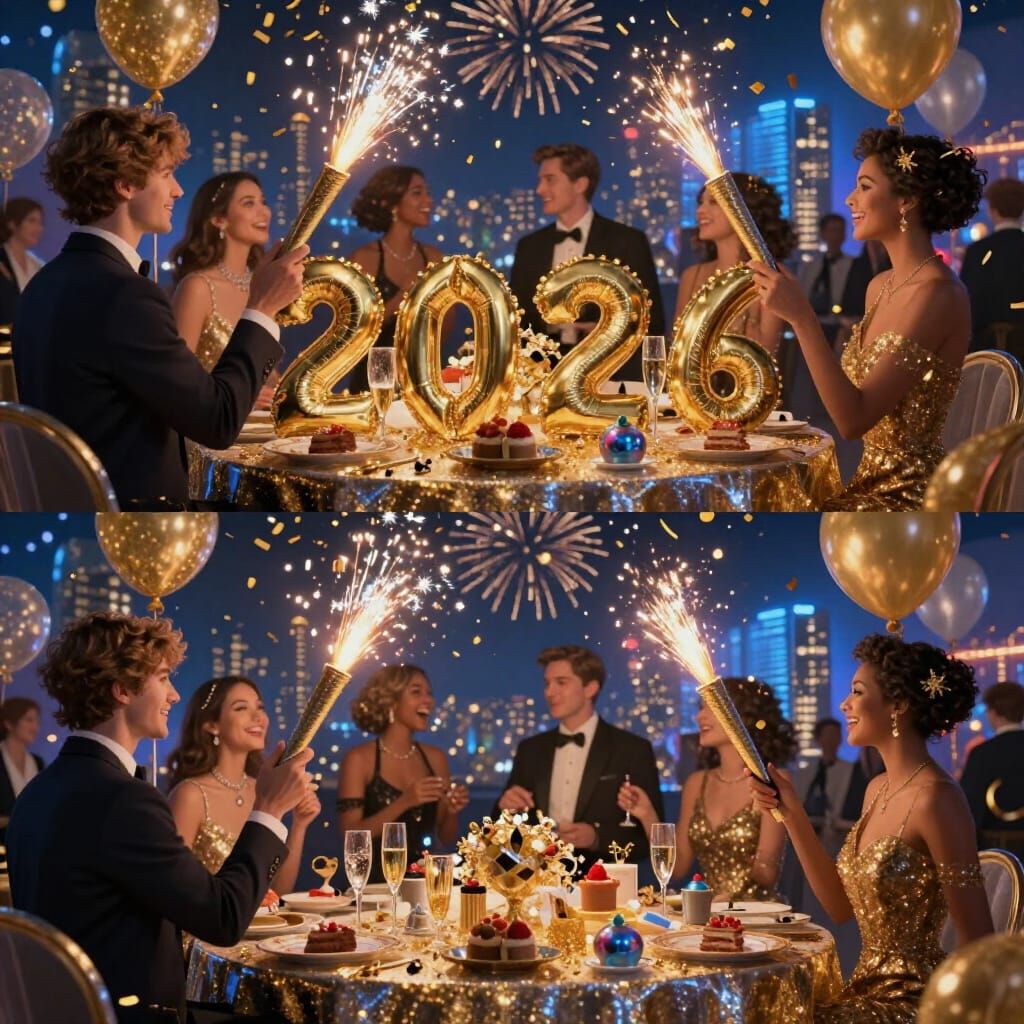 New Year 2026 Party Scenes With Subtle Differences