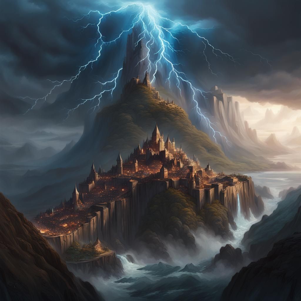 Epic Hero in Dramatic Digital Matte Painting