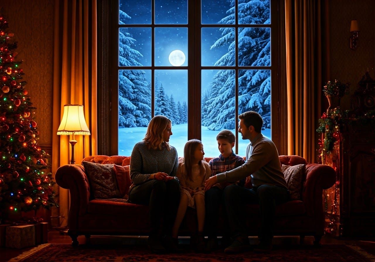 A Family's Winter Wonderland in Cozy Victorian Splendor
