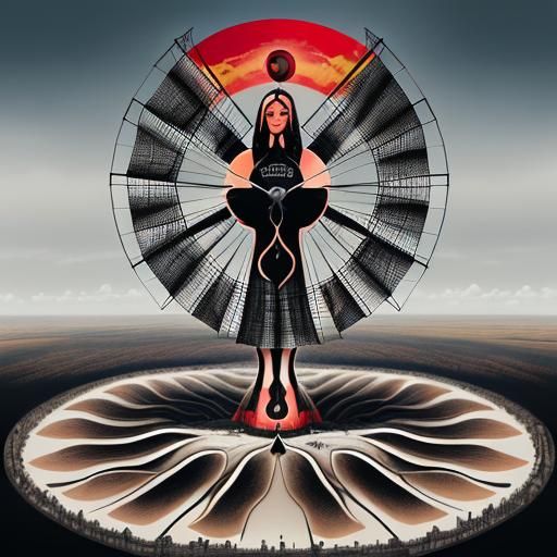 Surreal Windmill with Black Milk and Red Hand