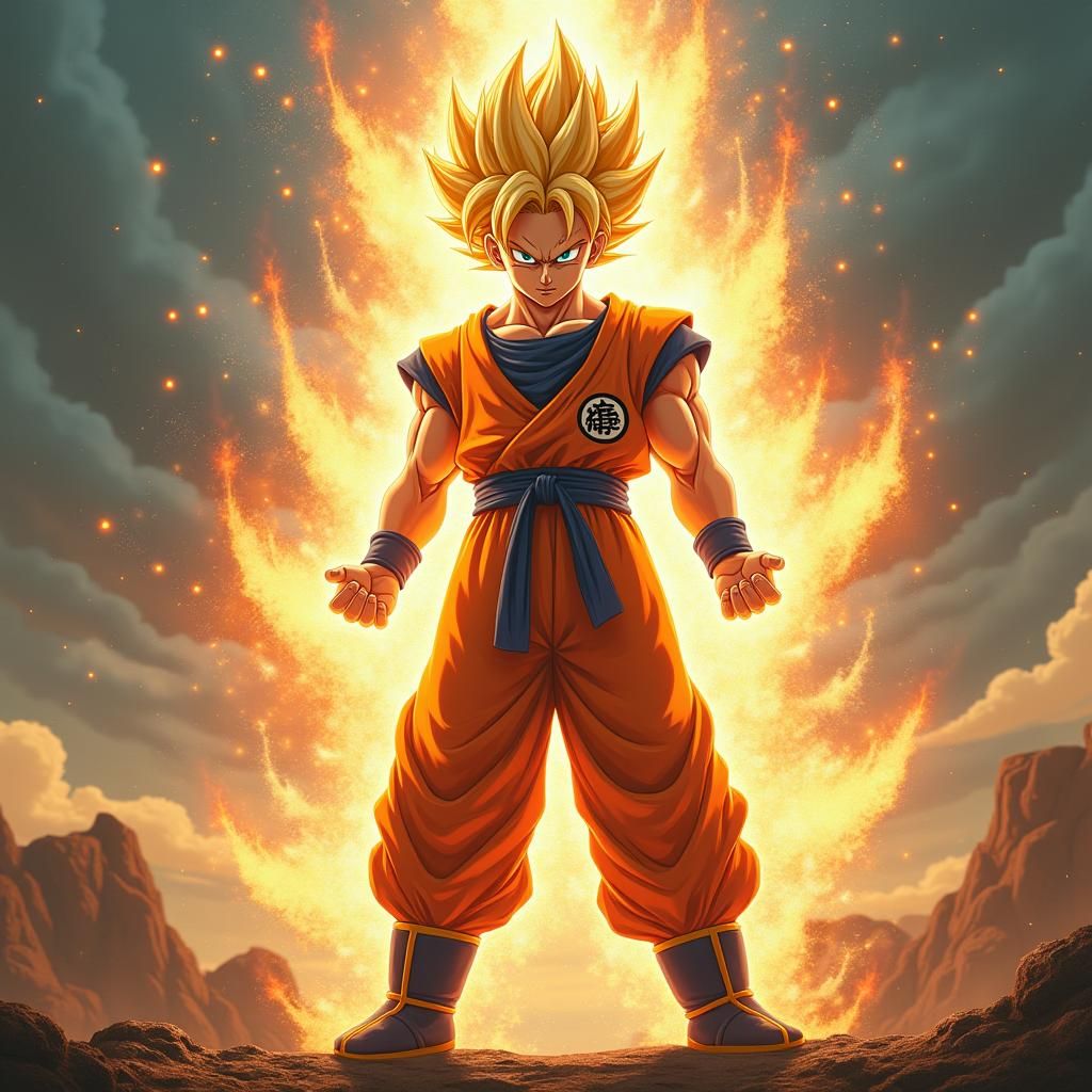 Super Saiyan 3 Transformation in Biomechanical Art Style
