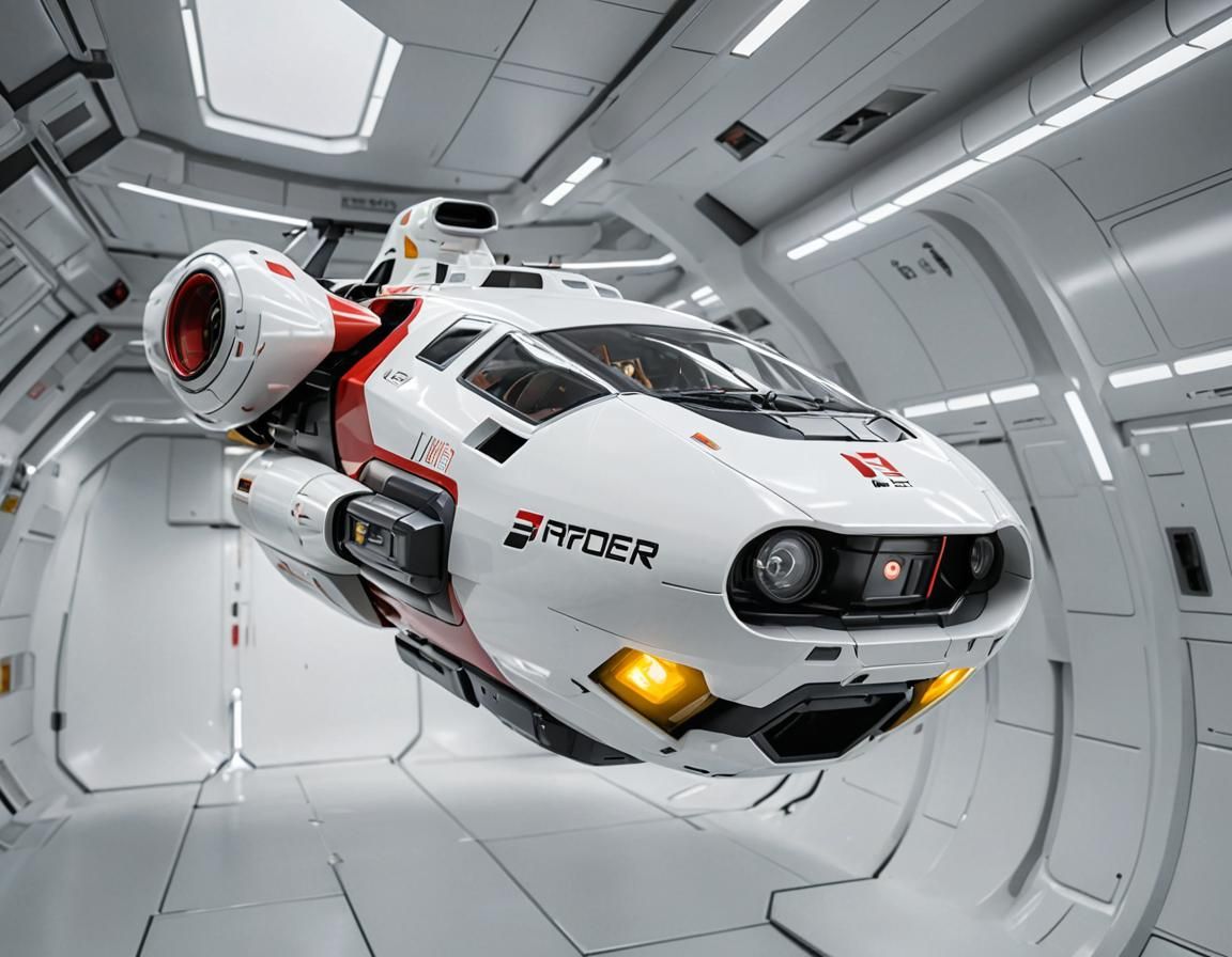 Futuristic Hover Vehicle in Airlock: Photorealistic Design