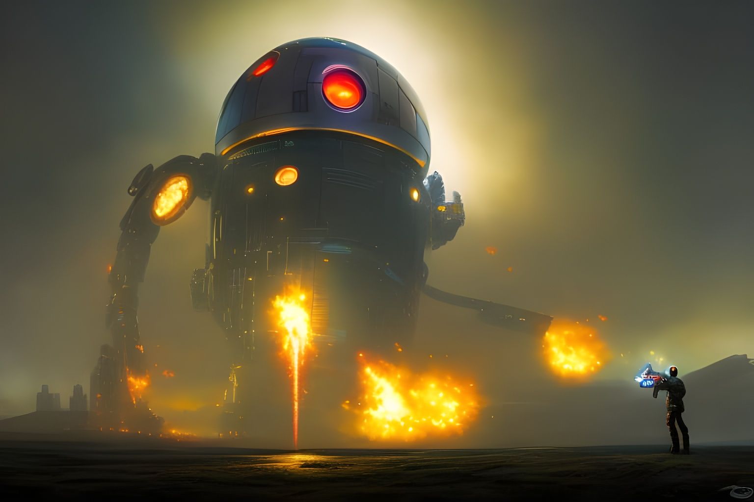 Photorealistic Cyber Mech Droid Illustration