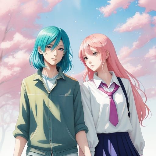 Vibrant Anime Splash Art of Friends on School Campus