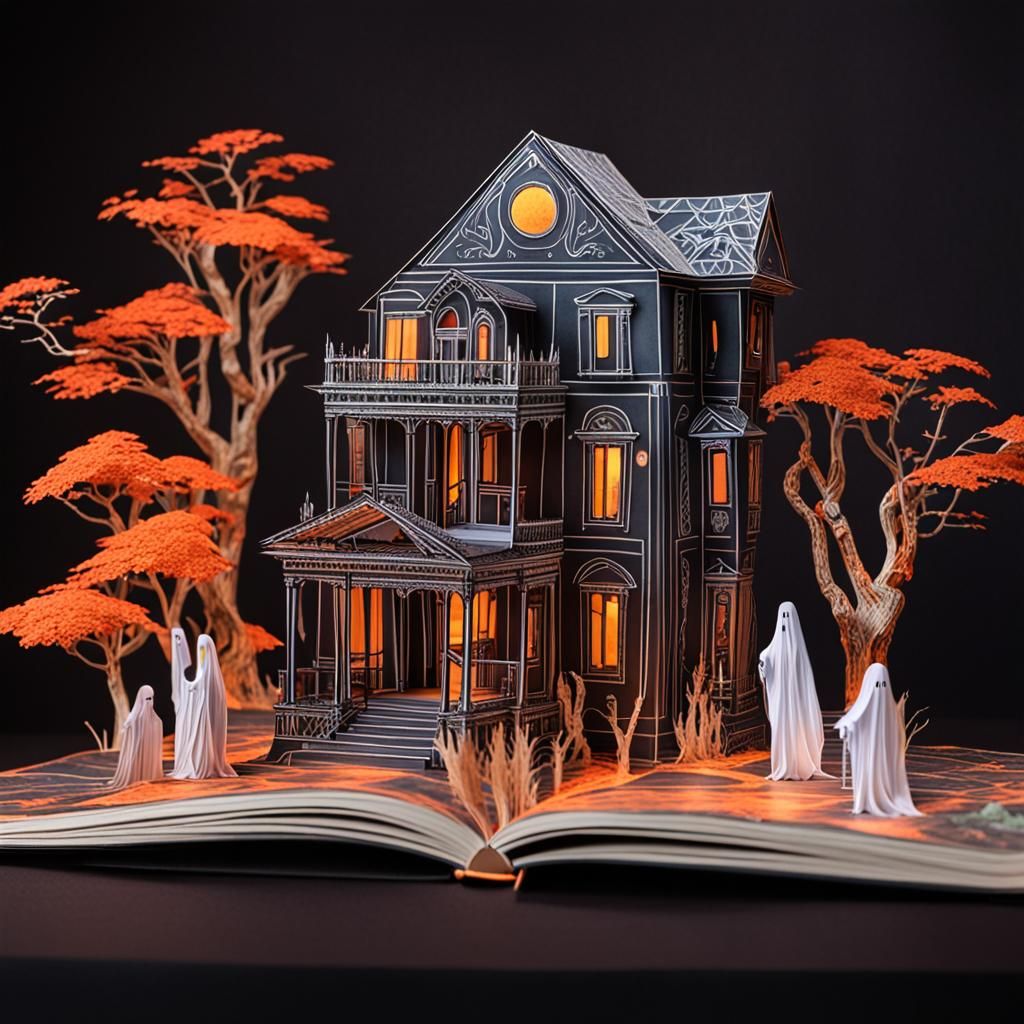 Colorful Pop-Up Book of a Haunted House