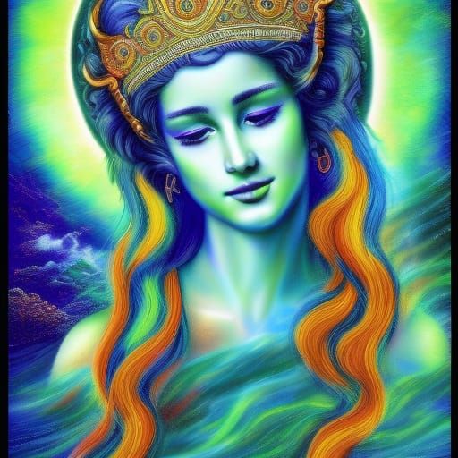 Heavenly Goddess in 8-Bit Art Style