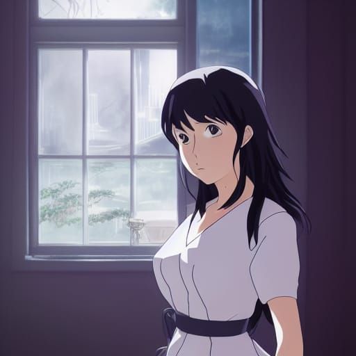 Maid in Black Silk: Studio Ghibli Anime Visual