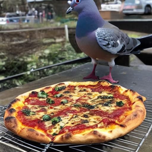 Pigeon Enjoying Pizza Slice