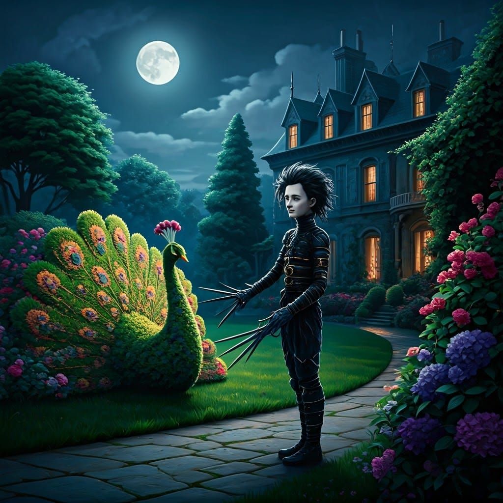 Eduard Scissorhands Trimming a Bush