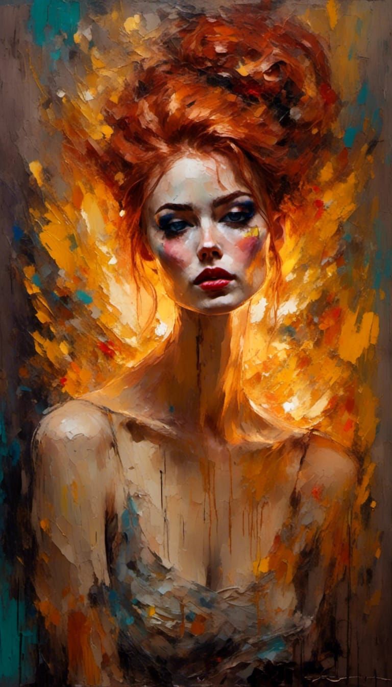 Opulent Portrait in Impasto Impressionism Style