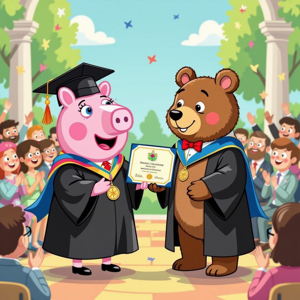 Peppa Pig Graduation Ceremony in Pastel Colors