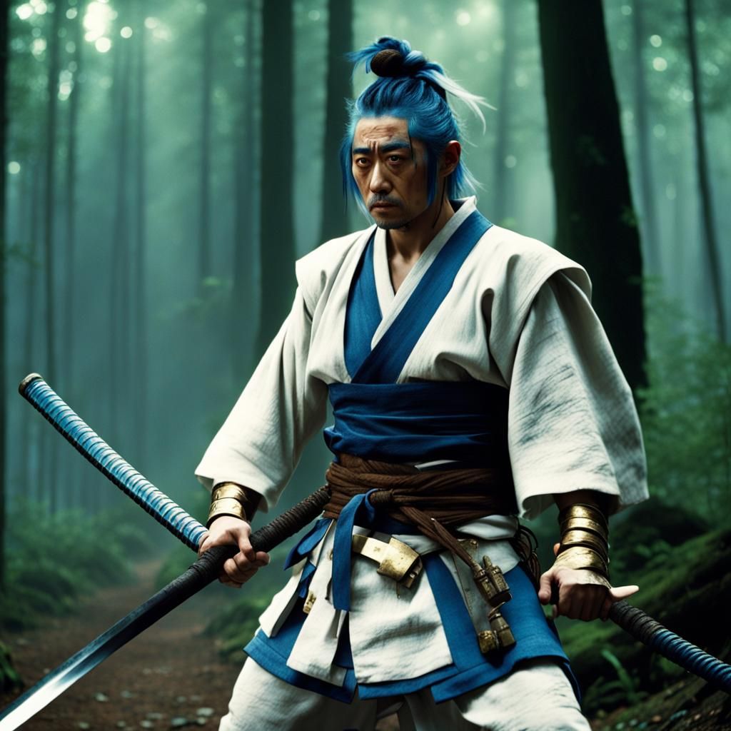 Musashi in Forest at Night: Fantasy Concept Art