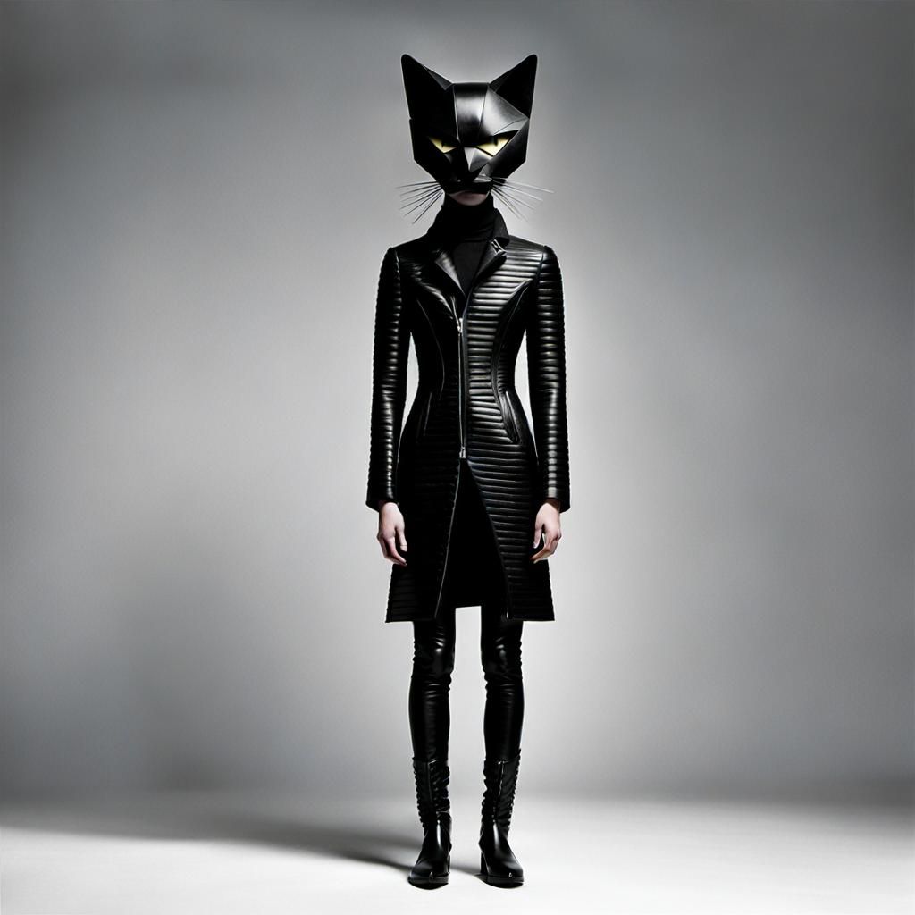 Stylized Black Cat with Angular Design